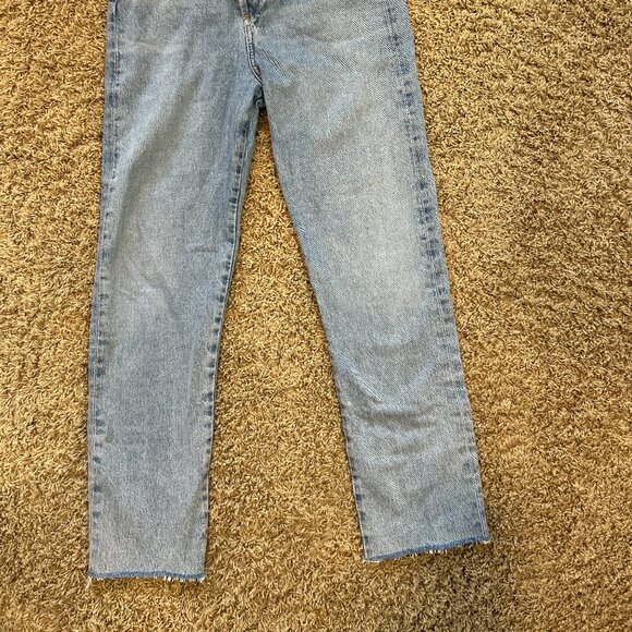 Agolde Criss Cross Straight Women Jeans with Raw Hem in Size 25 Light Wash - Picture 3 of 10